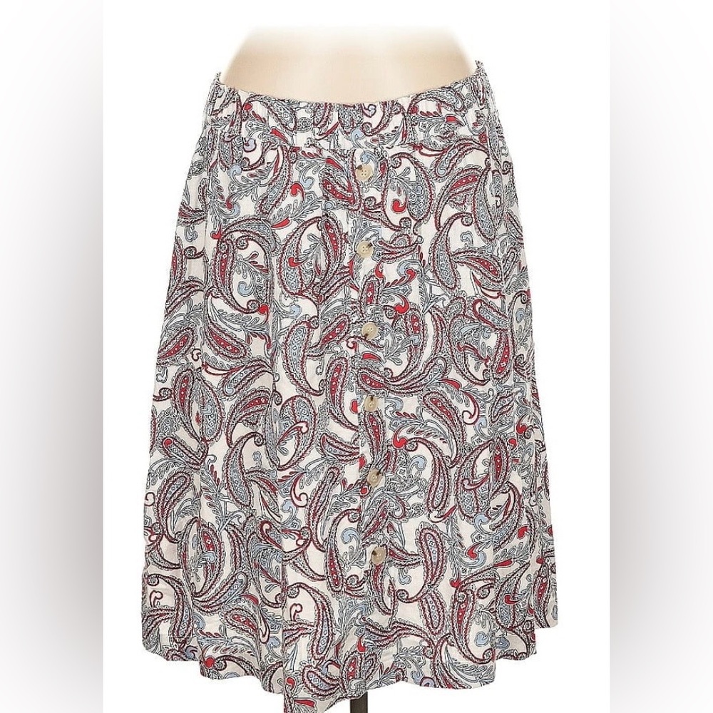 NWOT Liz Claiborne Paisley Print Skirt - Red & light Blue with pockets. Large.